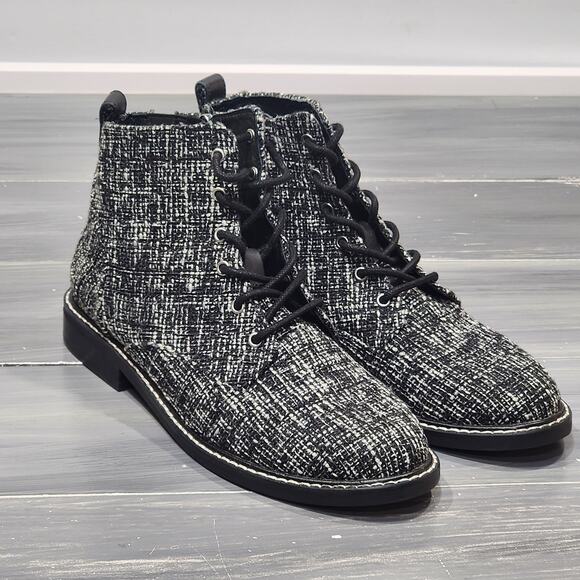 NYDJ Eileen Ankle Boots Black and White Tween Lace Up Zip Closure Size 8 - Picture 4 of 13